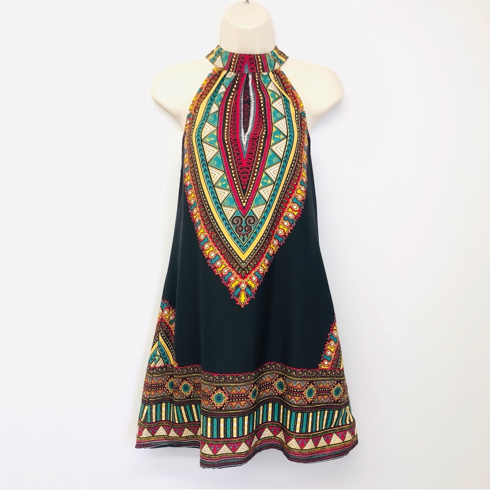 Band of Gypsies Azetc Print Halter Dress